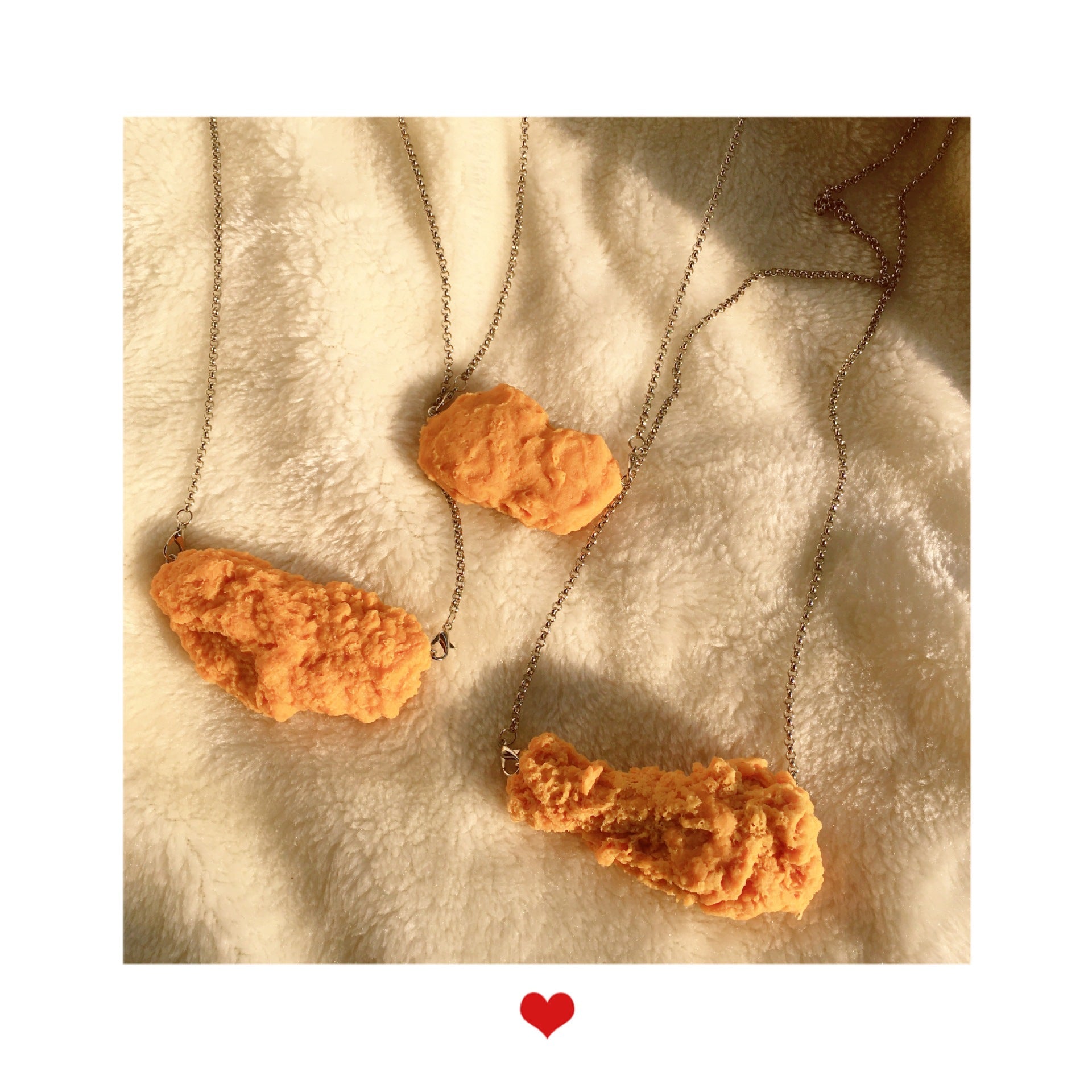 Collar de alas de pollo frito hecho a mano de resina al por mayor collar a la parrilla de simulación